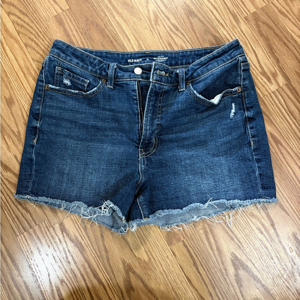Old Navy Women's Distressed Jean Shorts - Dark Blue